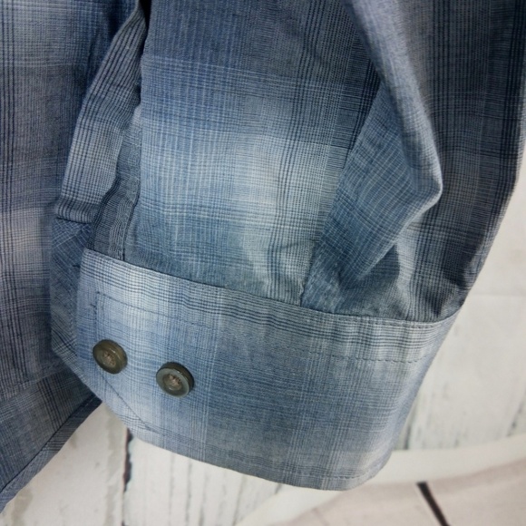 Joseph Abboud Blue Plaid Button Front Shirt M - Picture 6 of 6